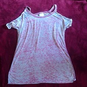 Red off-the-shoulder shirt